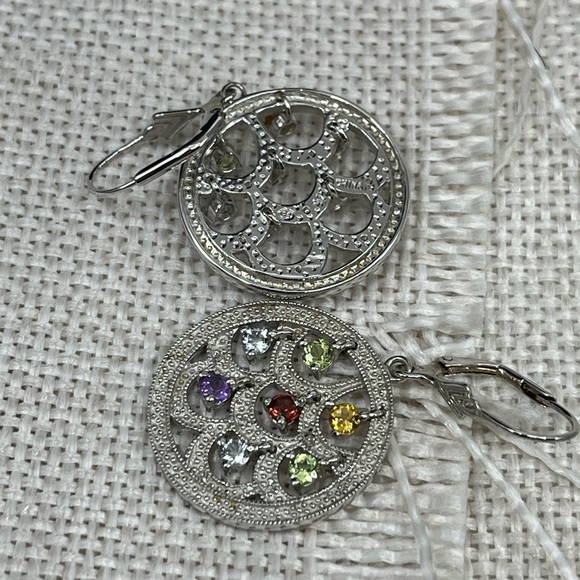 Vintage Ross-Simons Real Sterling Silver Multi-Gemstone Earrings - Picture 15 of 16